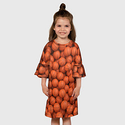 Платье клеш для девочки Баскетбольные мячи, цвет: 3D-принт — фото 2