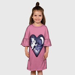Платье клеш для девочки Бумажный амур на день святого валентина, цвет: 3D-принт — фото 2