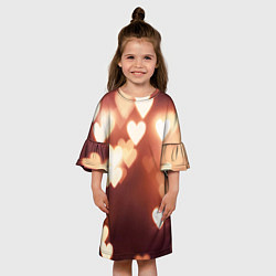Платье клеш для девочки Летящие сердечки, цвет: 3D-принт — фото 2