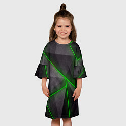 Платье клеш для девочки Stripes Abstract green, цвет: 3D-принт — фото 2