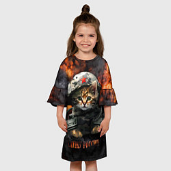 Платье клеш для девочки Котенок солдат, цвет: 3D-принт — фото 2