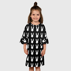 Платье клеш для девочки Bunny pattern black, цвет: 3D-принт — фото 2