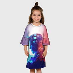 Платье клеш для девочки Парень в наушниках, цвет: 3D-принт — фото 2