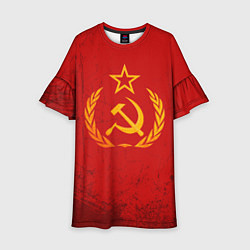 Платье клеш для девочки СССР серп и молот, цвет: 3D-принт
