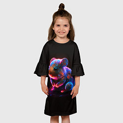 Платье клеш для девочки Неоновый хомячок, цвет: 3D-принт — фото 2