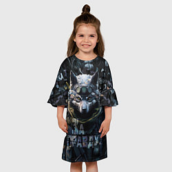 Платье клеш для девочки Волк воин в камуфляже, цвет: 3D-принт — фото 2