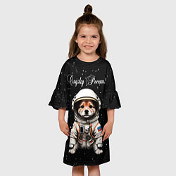 Платье клеш для девочки Вельш корги пемброк космонавт, цвет: 3D-принт — фото 2