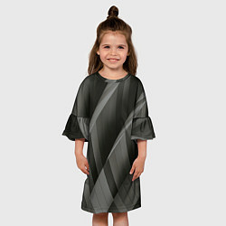 Платье клеш для девочки Абстрактные серые острые металлические листы, цвет: 3D-принт — фото 2