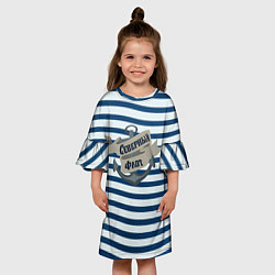 Платье клеш для девочки Северный флот, тельняшка, цвет: 3D-принт — фото 2