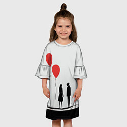 Платье клеш для девочки Минималистичный День влюблённых, цвет: 3D-принт — фото 2