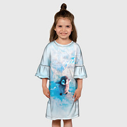 Платье клеш для девочки Милый пингвин - папочка, цвет: 3D-принт — фото 2
