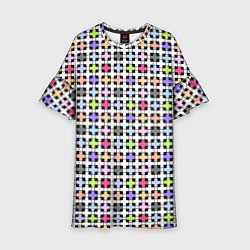 Платье клеш для девочки Разноцветный геометрический рисунок, цвет: 3D-принт