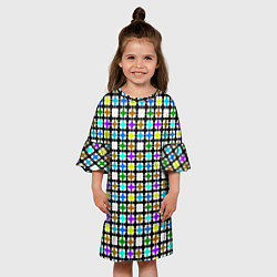 Платье клеш для девочки Геометрический узор в клетку разноцветный, цвет: 3D-принт — фото 2