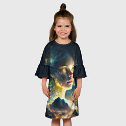 Платье клеш для девочки Девушка-ночь, цвет: 3D-принт — фото 2