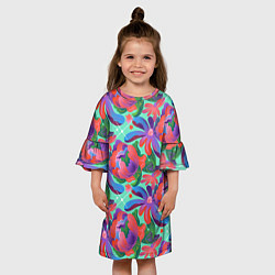 Платье клеш для девочки Цветочный паттерн арт, цвет: 3D-принт — фото 2