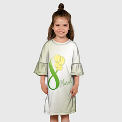 Платье клеш для девочки Восьмерка в ромашках, цвет: 3D-принт — фото 2