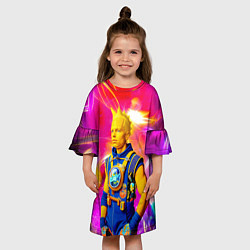 Платье клеш для девочки Барт Симпсон - крутой чувак - нейросеть, цвет: 3D-принт — фото 2