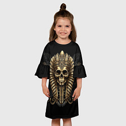 Платье клеш для девочки Золотой череп фараона, цвет: 3D-принт — фото 2