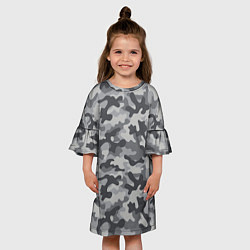 Платье клеш для девочки Городской серый камуфляж, цвет: 3D-принт — фото 2