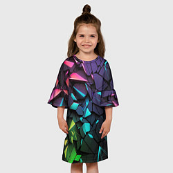 Платье клеш для девочки Неоновые абстрактные каменные плиты, цвет: 3D-принт — фото 2