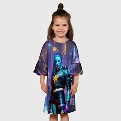 Платье клеш для девочки Cyberpunk - brave girl - neural network, цвет: 3D-принт — фото 2