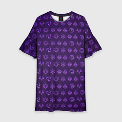 Платье клеш для девочки Паттерн элементали под электро, цвет: 3D-принт