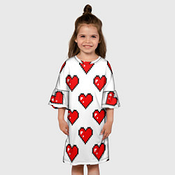 Платье клеш для девочки Сердца в стиле пиксель-арт, цвет: 3D-принт — фото 2