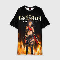 Платье клеш для девочки Дэхья - пламенная грива, цвет: 3D-принт