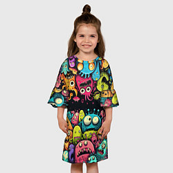 Платье клеш для девочки Монстры перевертыши, цвет: 3D-принт — фото 2