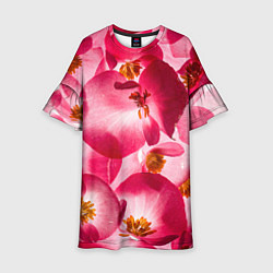 Платье клеш для девочки Цветы бегония текстура, цвет: 3D-принт