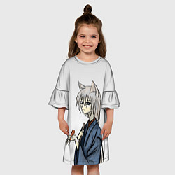 Платье клеш для девочки Томоэ и птичка, цвет: 3D-принт — фото 2