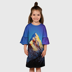 Платье клеш для девочки Космический эверест, цвет: 3D-принт — фото 2