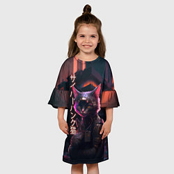 Платье клеш для девочки Кот из будущего, цвет: 3D-принт — фото 2