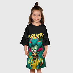 Платье клеш для девочки Клоун Красти из Симпсонов, цвет: 3D-принт — фото 2