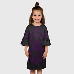 Платье клеш для девочки Фиолетовый узор, цвет: 3D-принт — фото 2