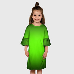 Платье клеш для девочки Кислотный зеленый с градиентом, цвет: 3D-принт — фото 2