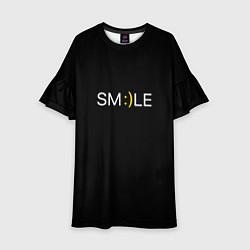 Платье клеш для девочки Надпись smile, цвет: 3D-принт
