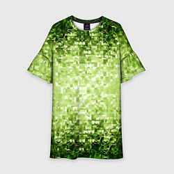 Платье клеш для девочки Геометрическое зелёное искажение в пространстве, цвет: 3D-принт