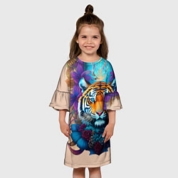 Платье клеш для девочки Tiger tattoo - irezumi - art, цвет: 3D-принт — фото 2