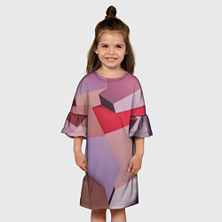 Платье клеш для девочки Розовое абстрактное множество кубов, цвет: 3D-принт — фото 2