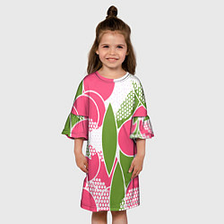 Платье клеш для девочки Абстракция круги и зеленый лист, цвет: 3D-принт — фото 2
