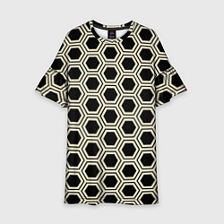 Платье клеш для девочки Шестиугольная сота, цвет: 3D-принт