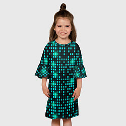 Платье клеш для девочки Светящиеся неоновые квадраты, цвет: 3D-принт — фото 2