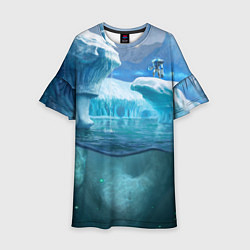 Платье клеш для девочки Subnautica - КРАБ на леднике, цвет: 3D-принт