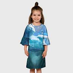 Платье клеш для девочки Subnautica - КРАБ на леднике, цвет: 3D-принт — фото 2