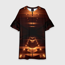 Платье клеш для девочки Оранжевые фонари в полной темноте, цвет: 3D-принт