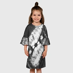 Платье клеш для девочки Черно-белый тай-дай, цвет: 3D-принт — фото 2