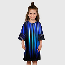 Платье клеш для девочки Neon line stripes, цвет: 3D-принт — фото 2