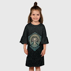 Платье клеш для девочки Древо и вороны, цвет: 3D-принт — фото 2