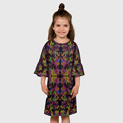 Платье клеш для девочки Цветная психоделика, цвет: 3D-принт — фото 2